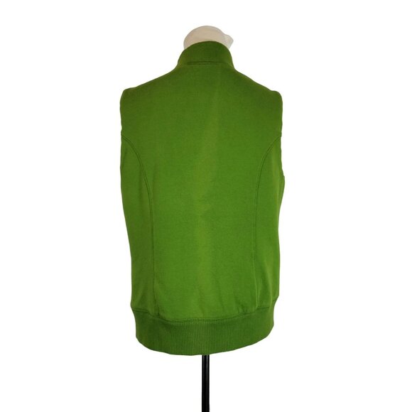 Old Navy Large Fleece Lined Zippered Vest Pockets Green Elastic Bottom Hem COMFY - Picture 3 of 11